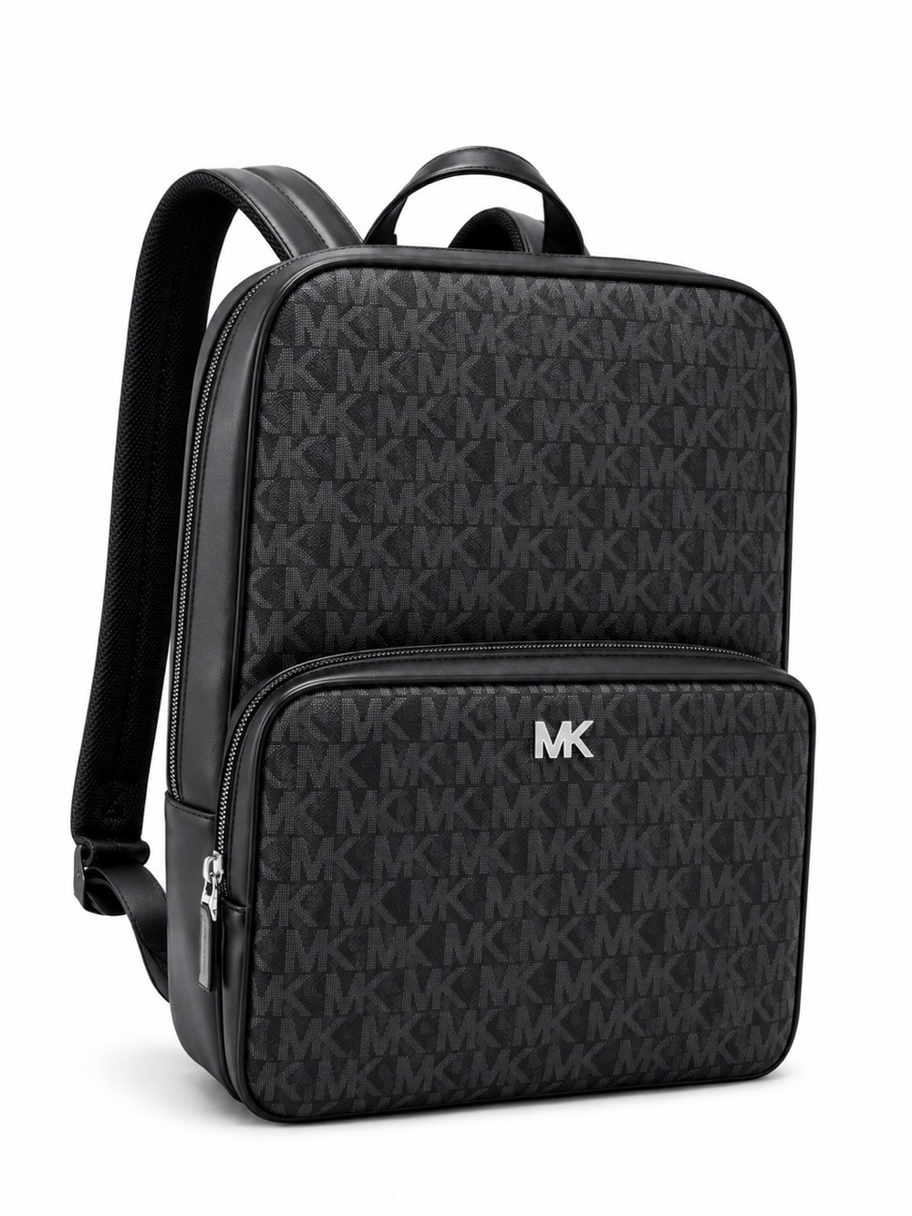 Michael Kors Authentic New with Tags Black MK Monogram Zip-Front Backpack